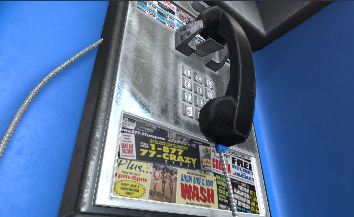 Payphone Blue New-York PBR Free low-poly 3D model_6