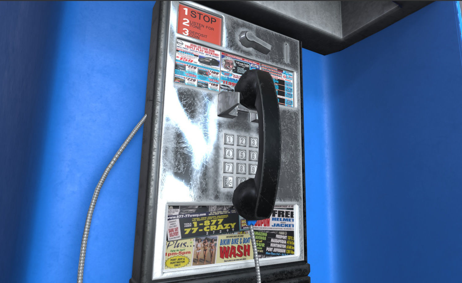 Payphone Blue New-York PBR Free low-poly 3D model_4