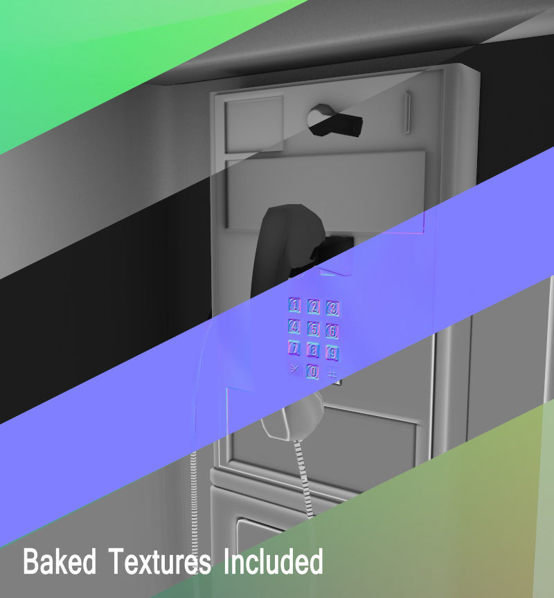 Payphone Blue New-York PBR Free low-poly 3D model_12