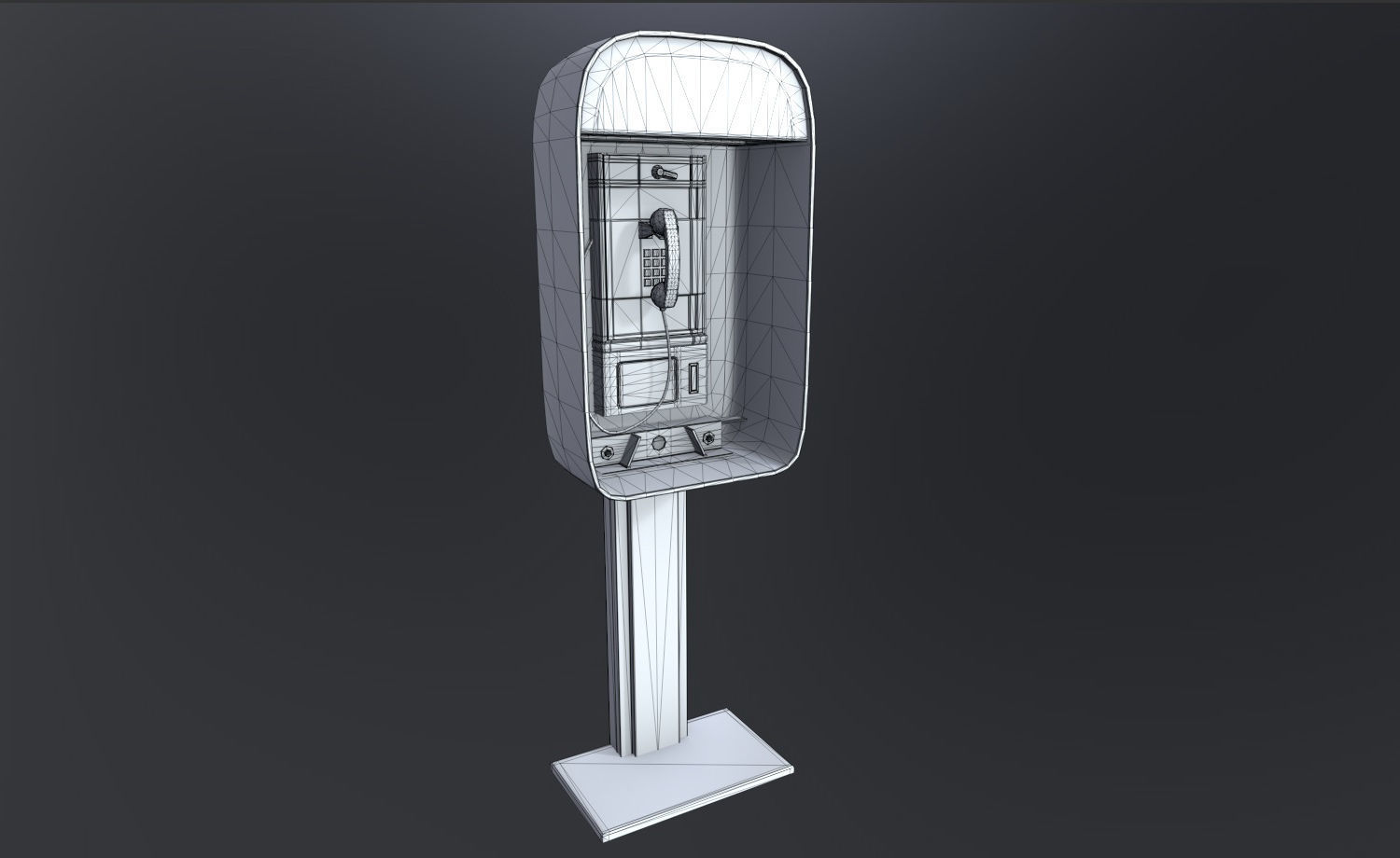 Payphone Blue New-York PBR Free low-poly 3D model_2