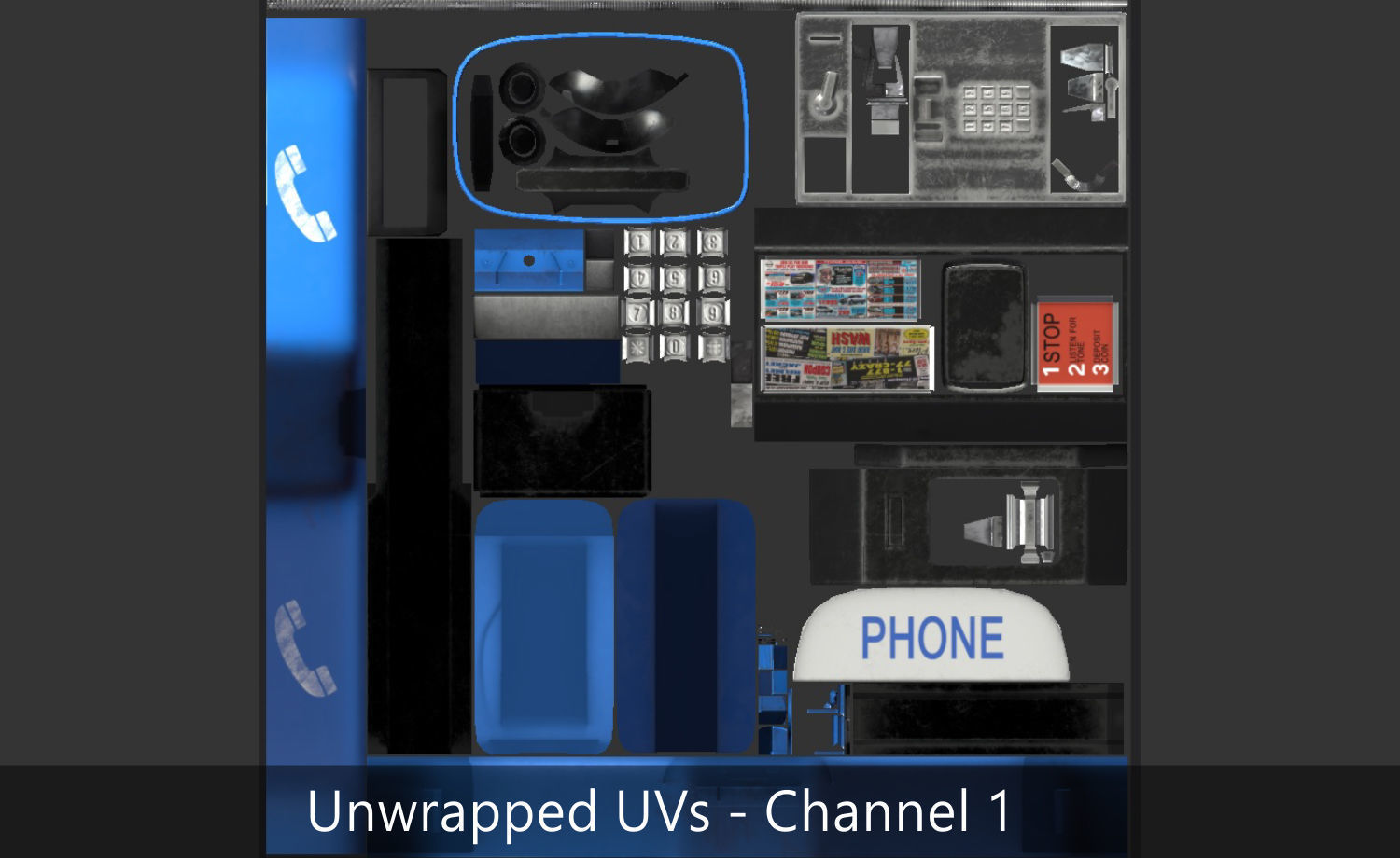 Payphone Blue New-York PBR Free low-poly 3D model_10