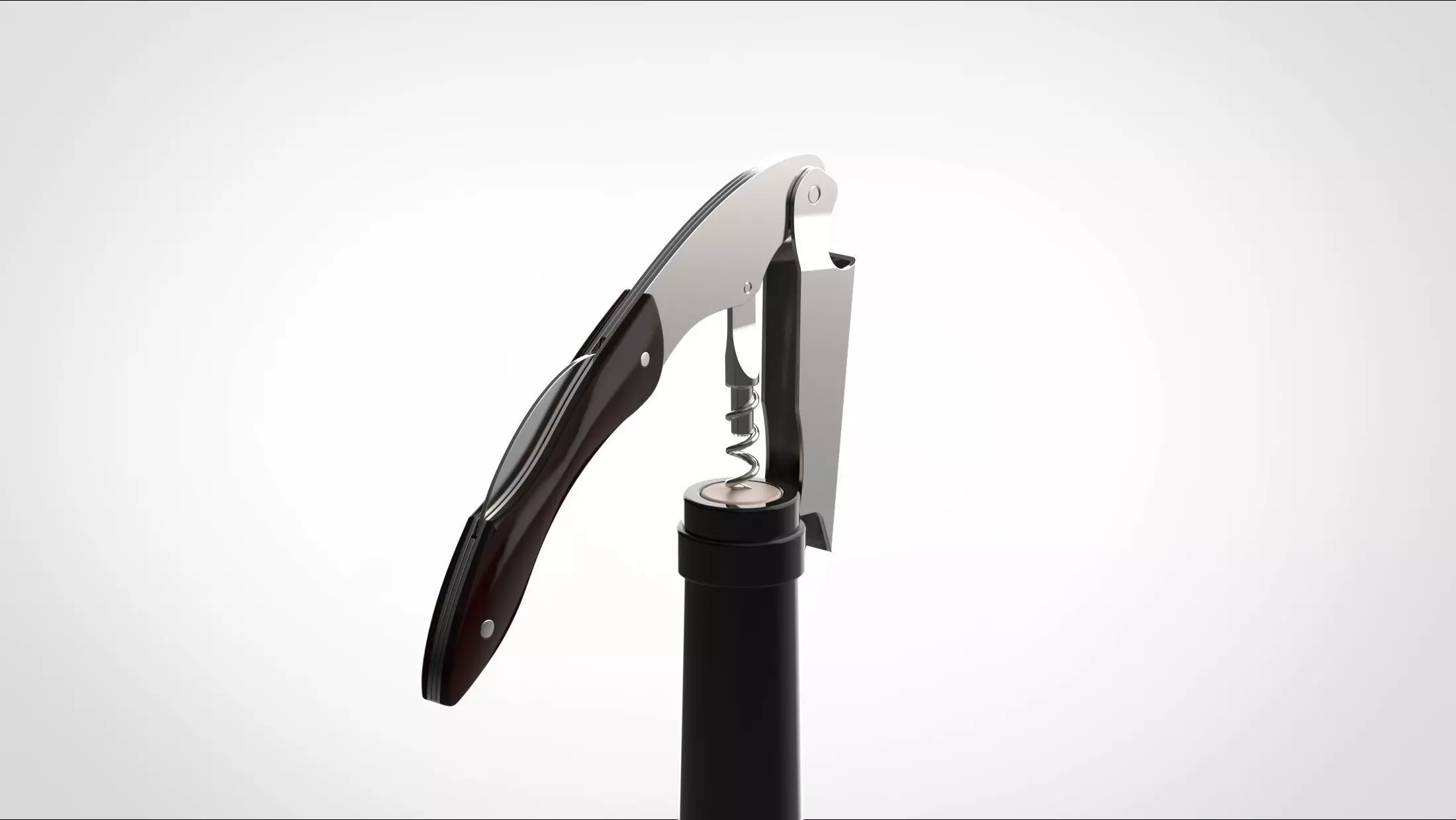 wine opener and bottle 3D model_0