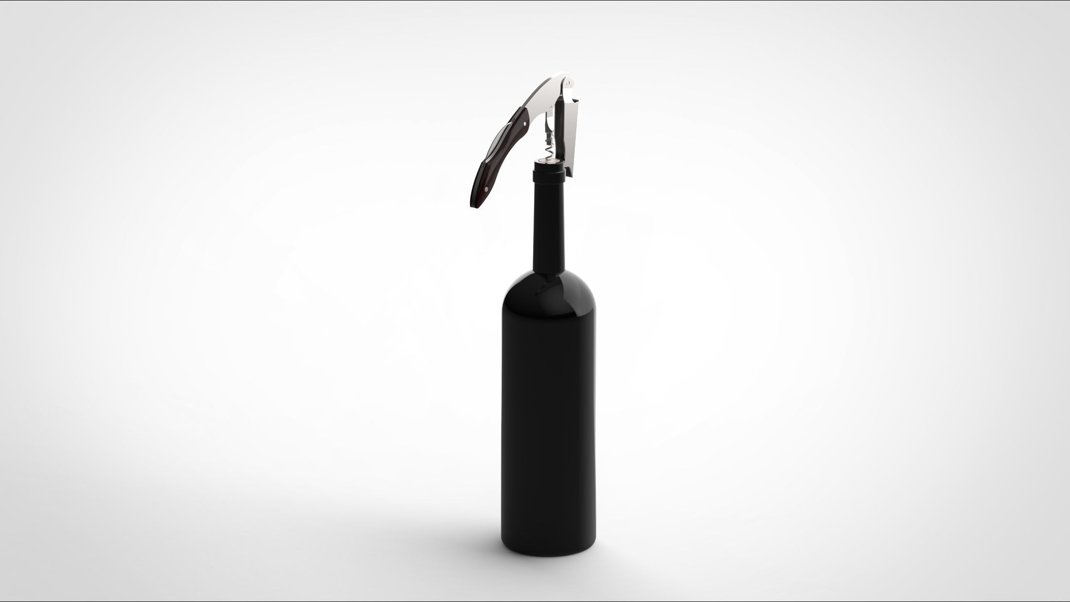 wine opener and bottle 3D model_1