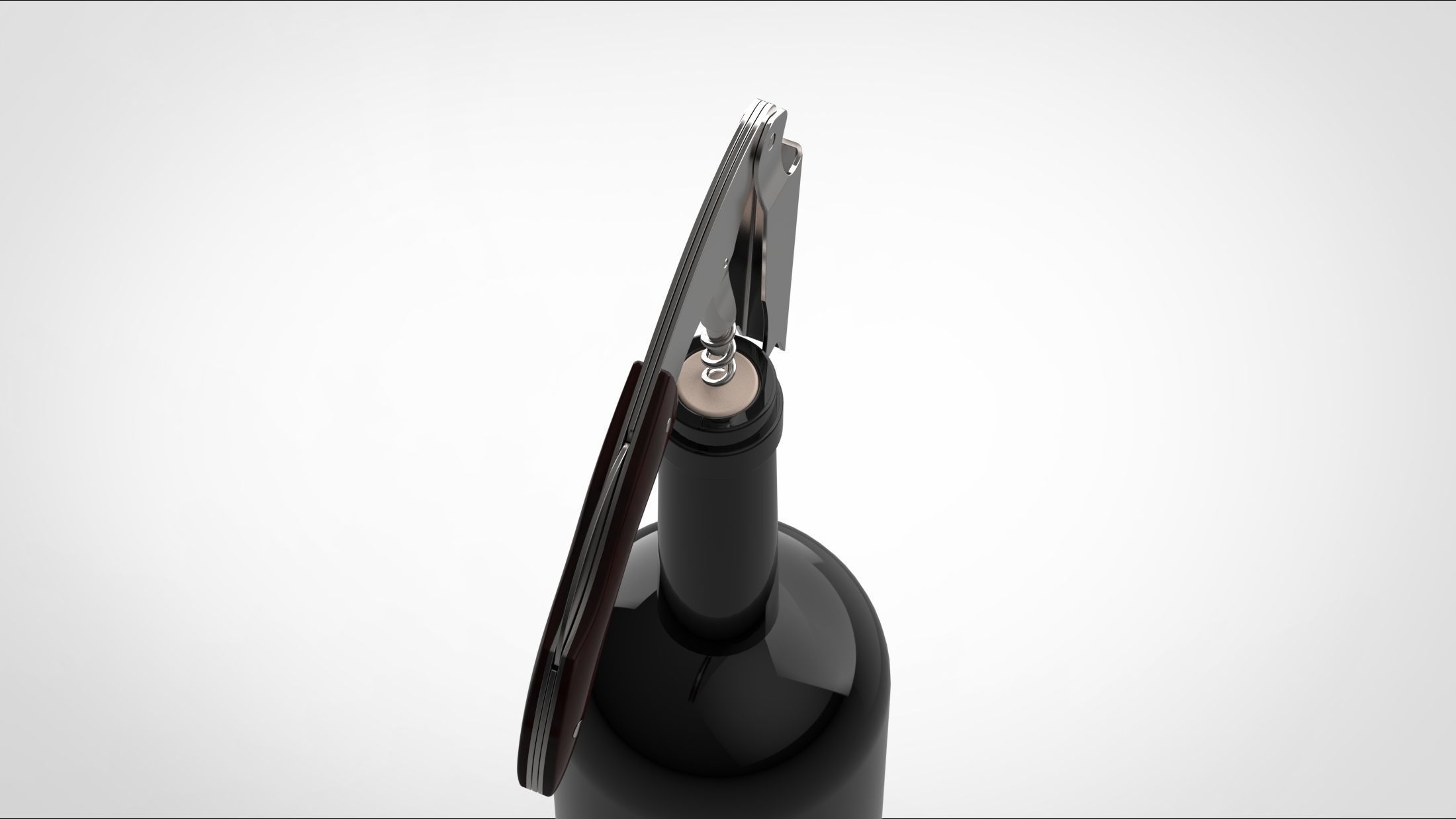 wine opener and bottle 3D model_4