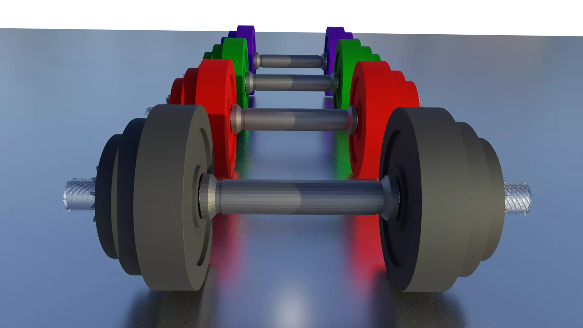 Dumbells colored dumbbells 3D model