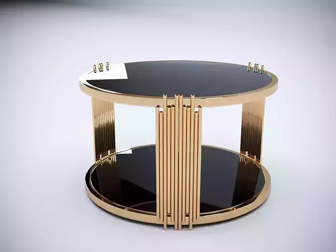  3D Brass and Glass Modern Coffee Table 