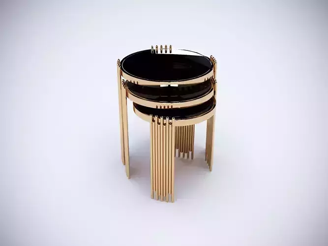 3D Brass and Glass Modern Coffee Tables