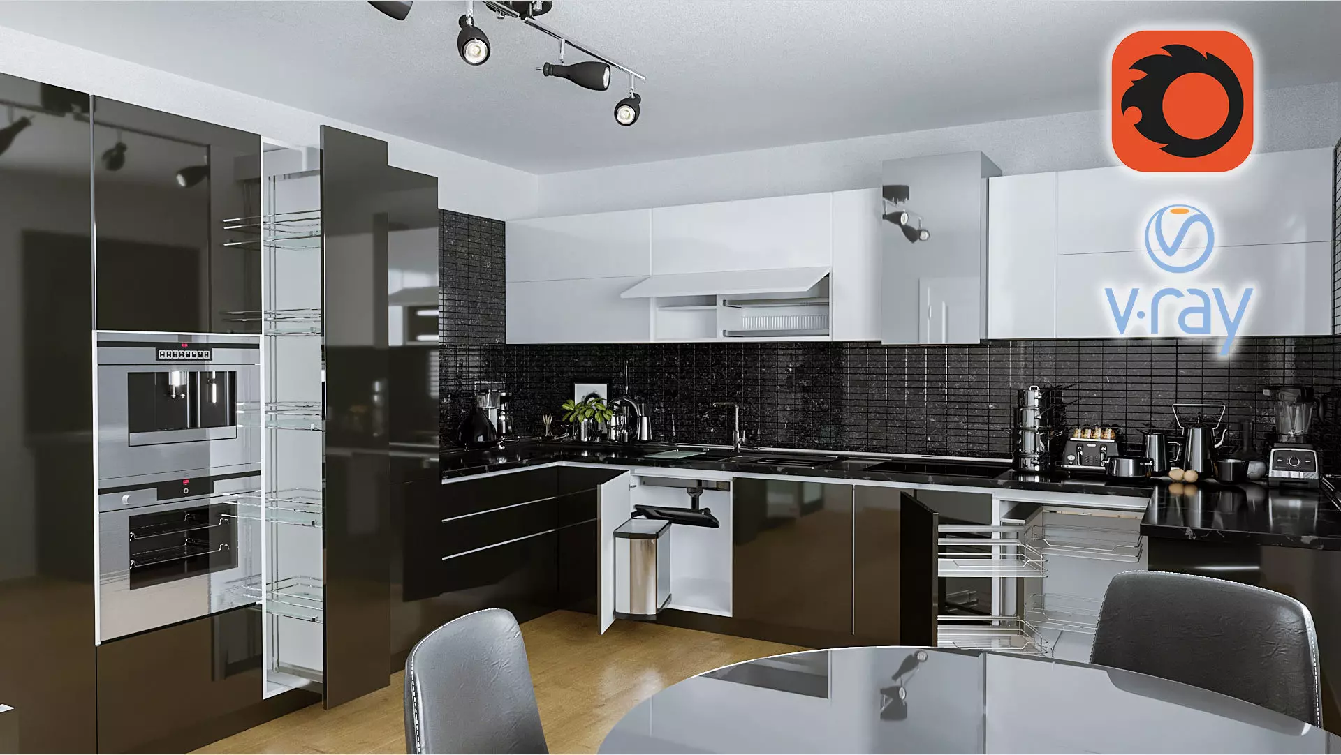 Modular Kitchen 3D model_0
