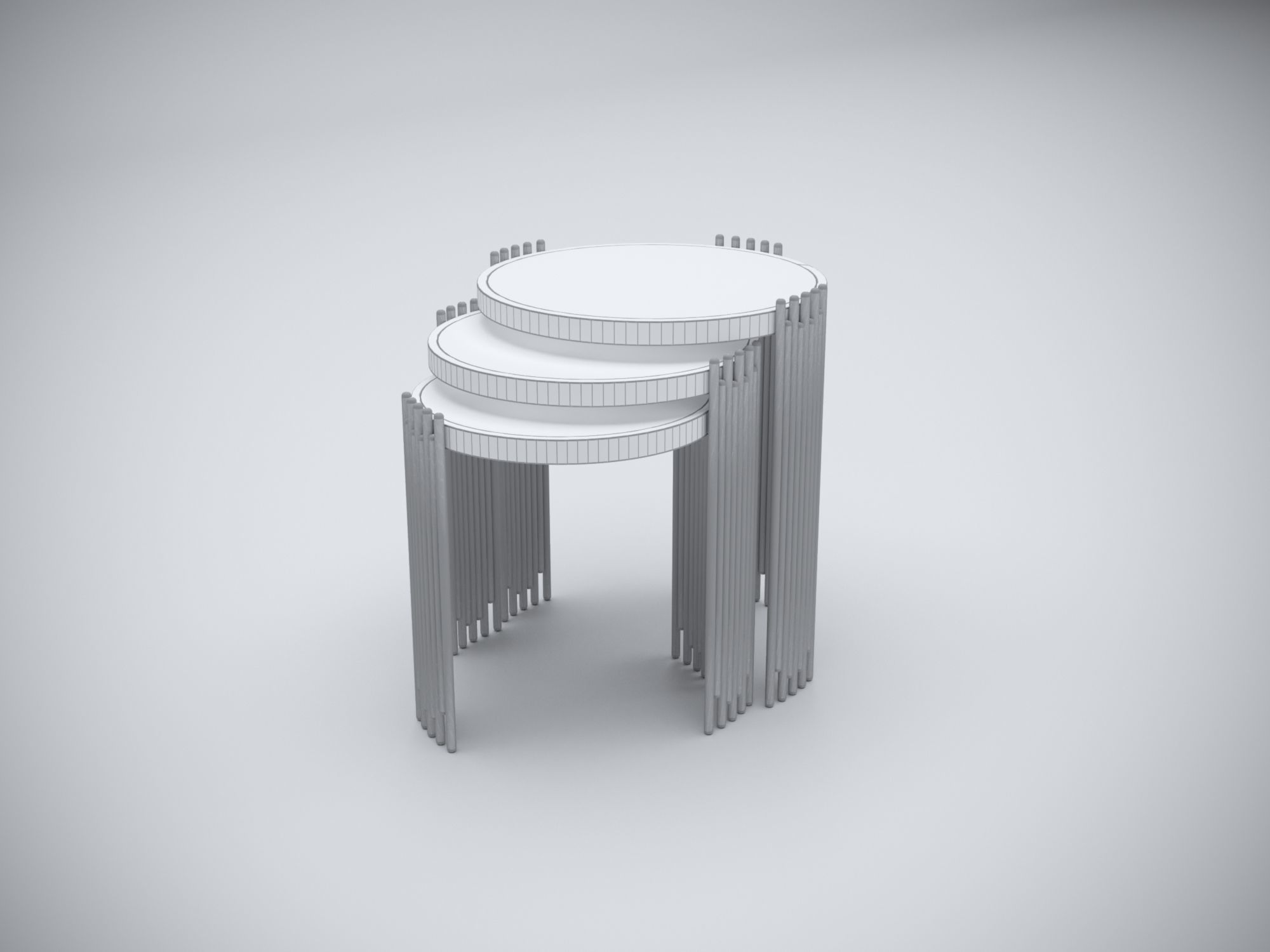 Collection 3D Brass and Glass Modern Coffee Table Set 3D model_24