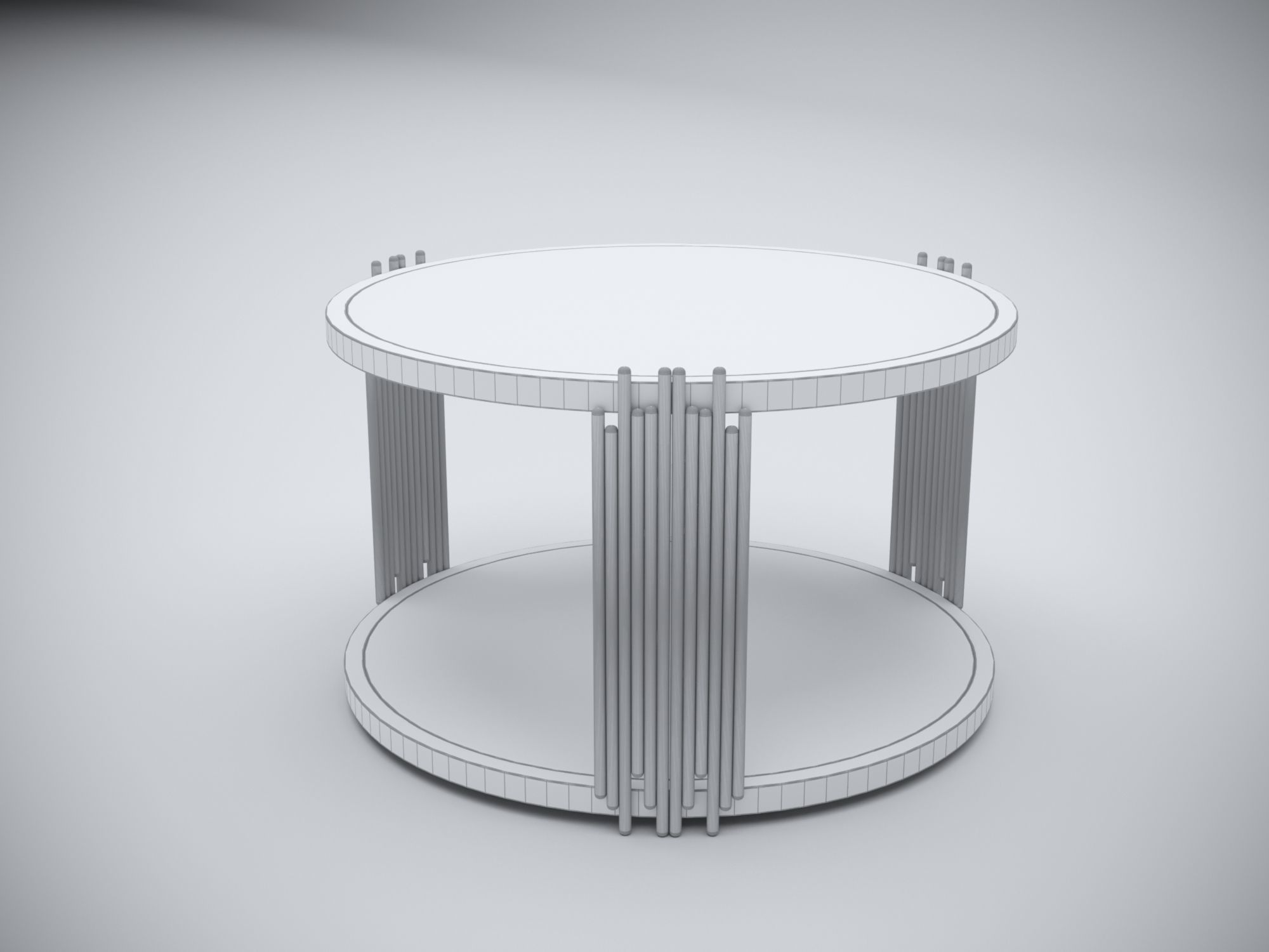 Collection 3D Brass and Glass Modern Coffee Table Set 3D model_13