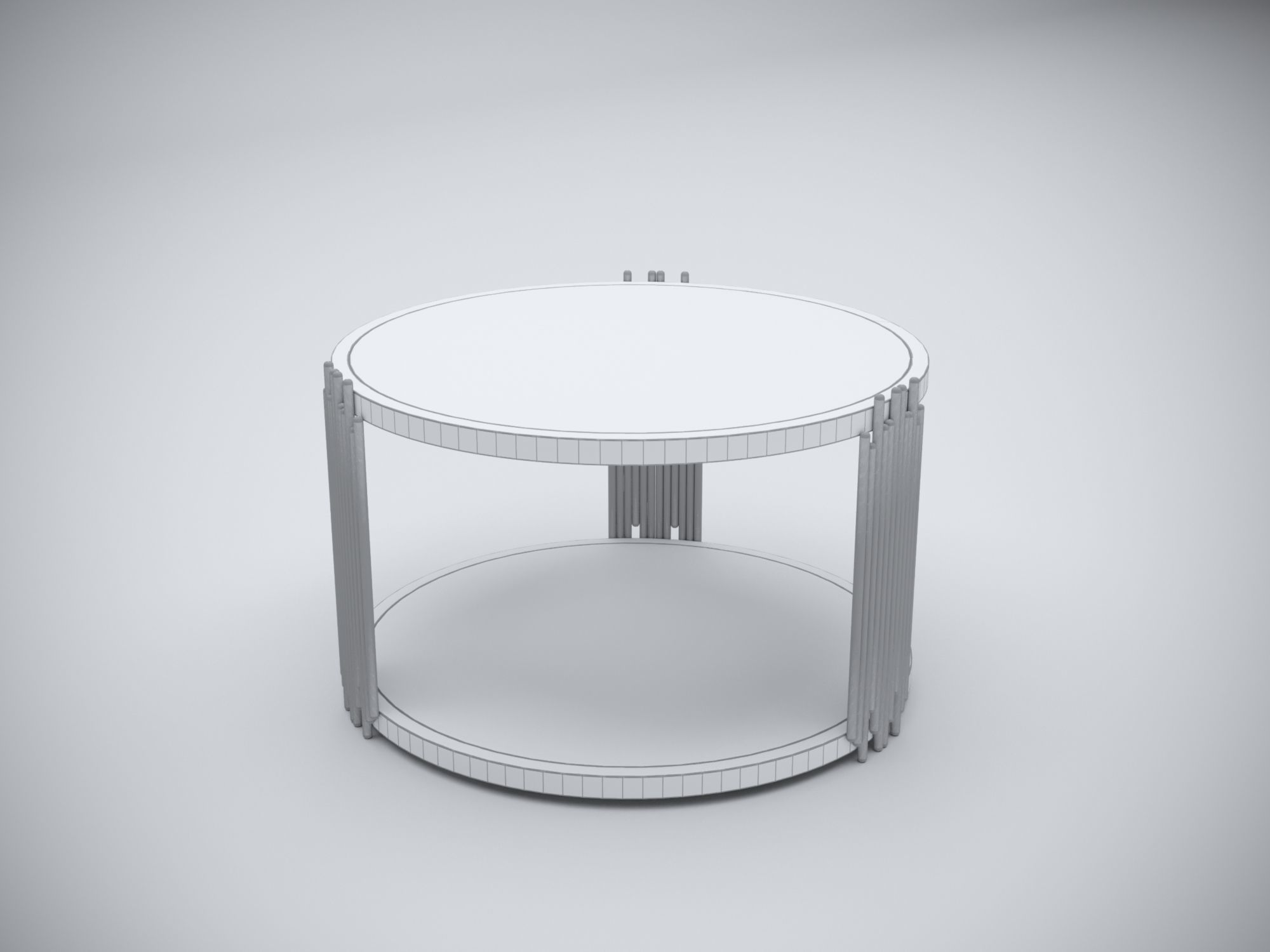 Collection 3D Brass and Glass Modern Coffee Table Set 3D model_12