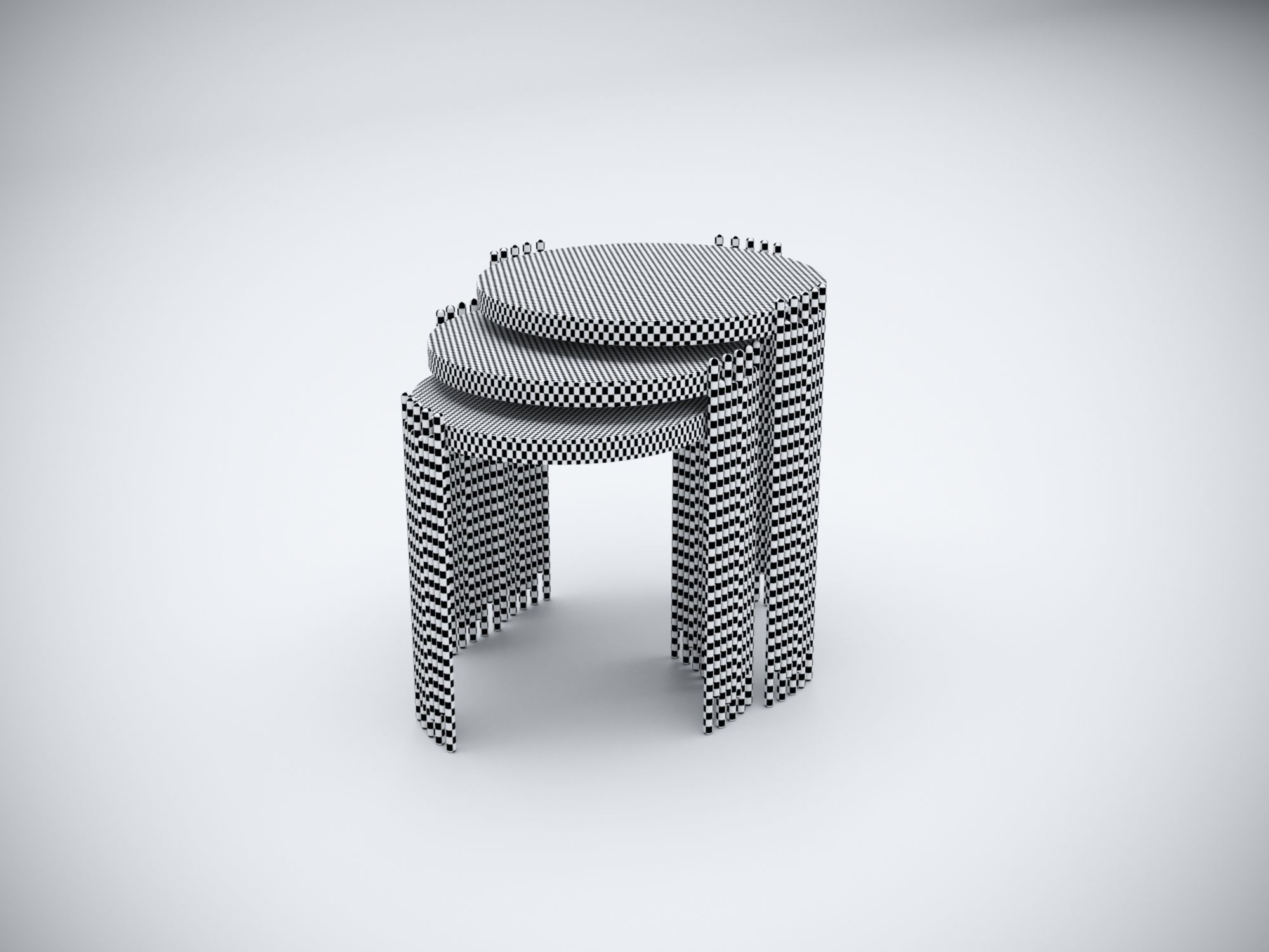 Collection 3D Brass and Glass Modern Coffee Table Set 3D model_21