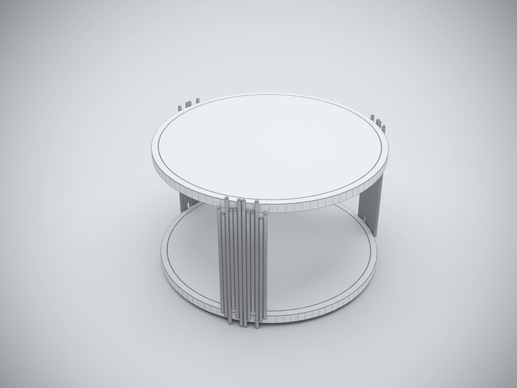 Collection 3D Brass and Glass Modern Coffee Table Set 3D model_11