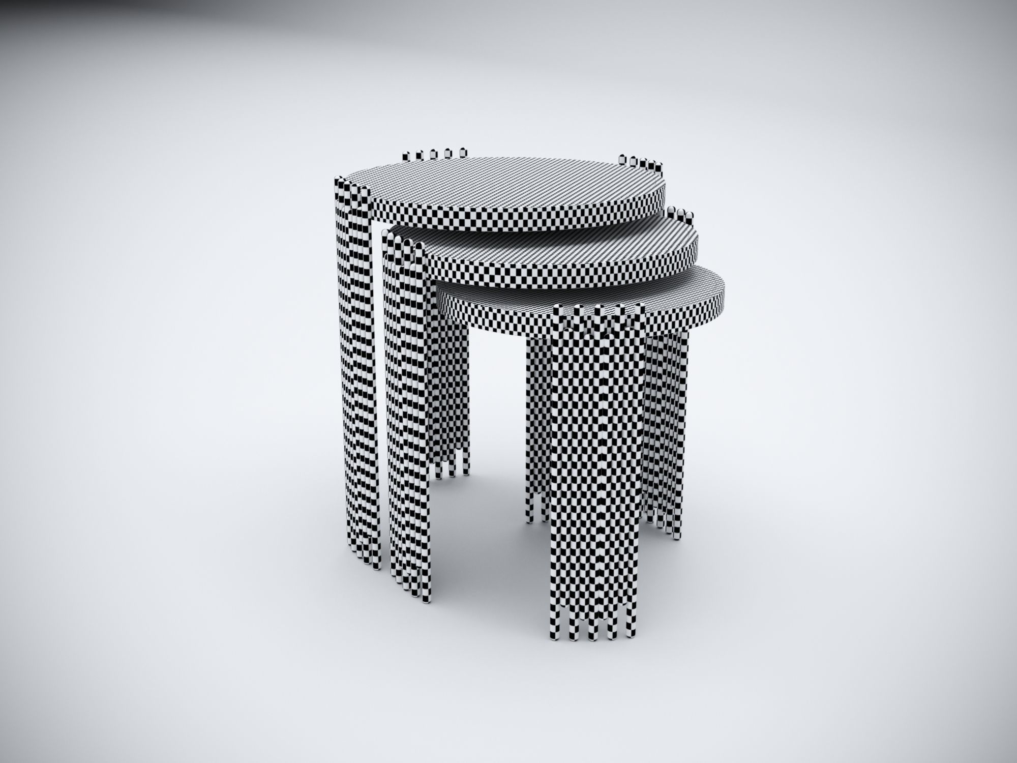 Collection 3D Brass and Glass Modern Coffee Table Set 3D model_22