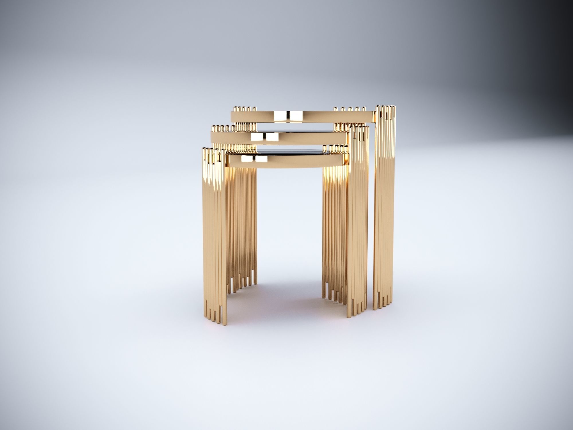 Collection 3D Brass and Glass Modern Coffee Table Set 3D model_18