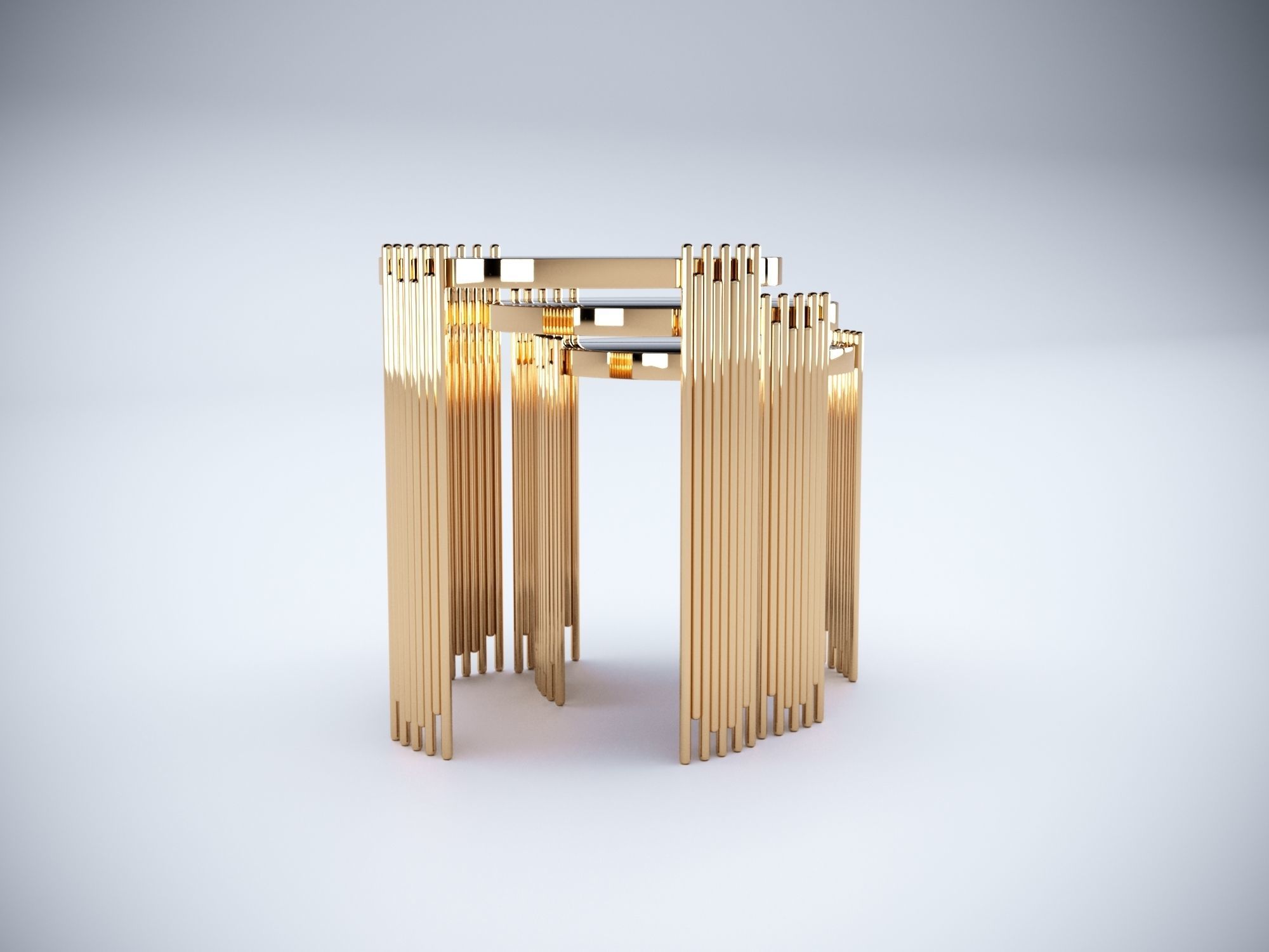 Collection 3D Brass and Glass Modern Coffee Table Set 3D model_20