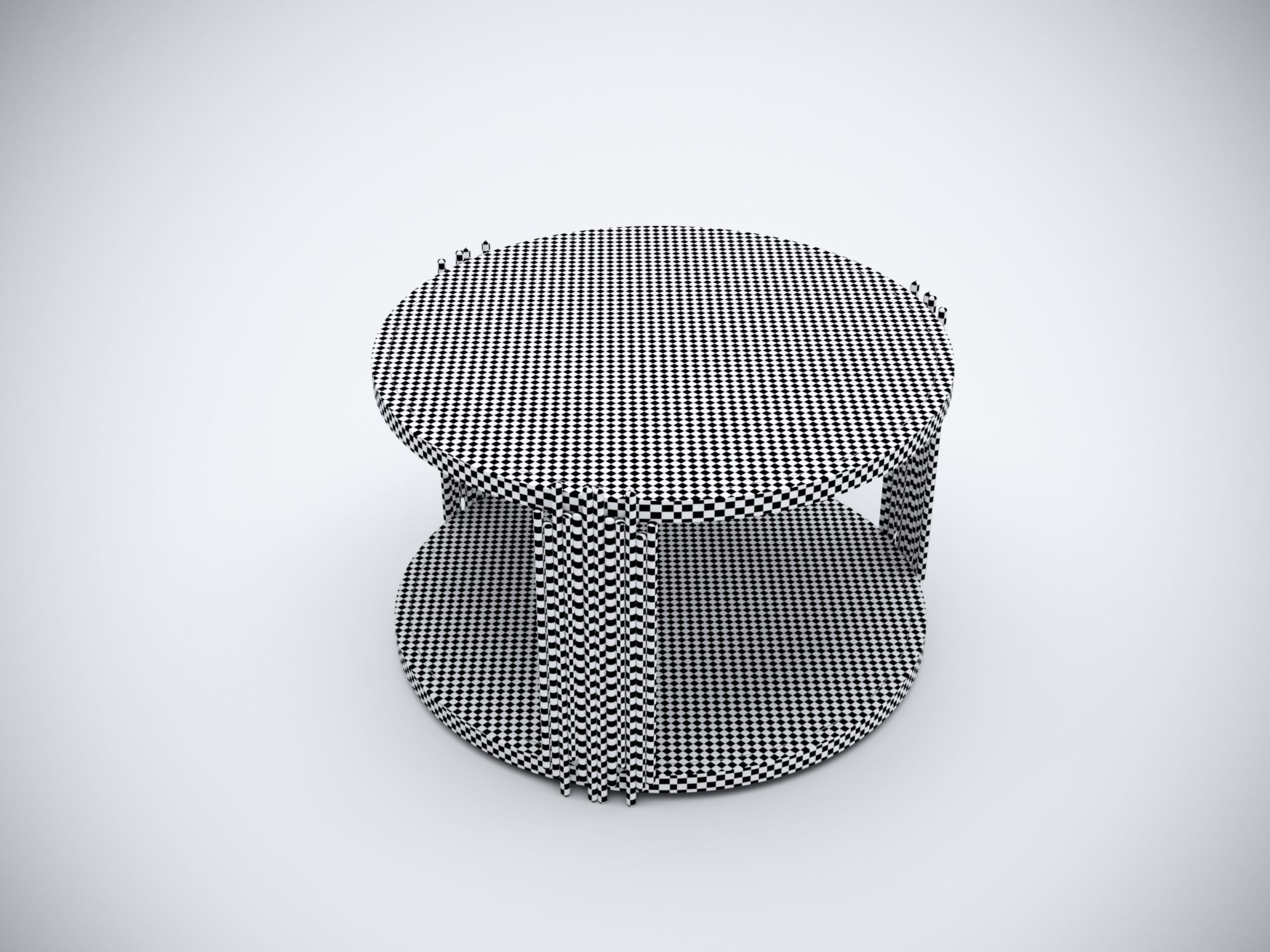 Collection 3D Brass and Glass Modern Coffee Table Set 3D model_8