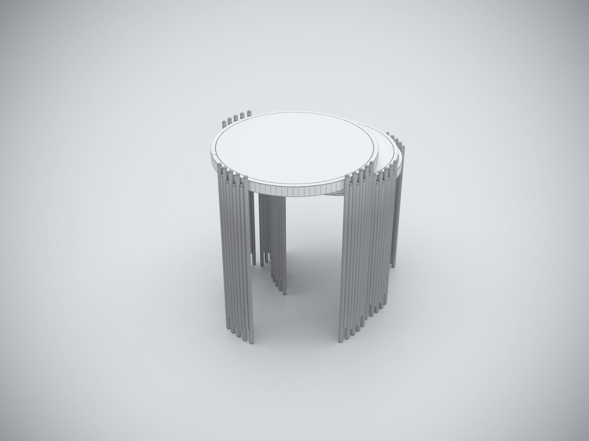 Collection 3D Brass and Glass Modern Coffee Table Set 3D model_26