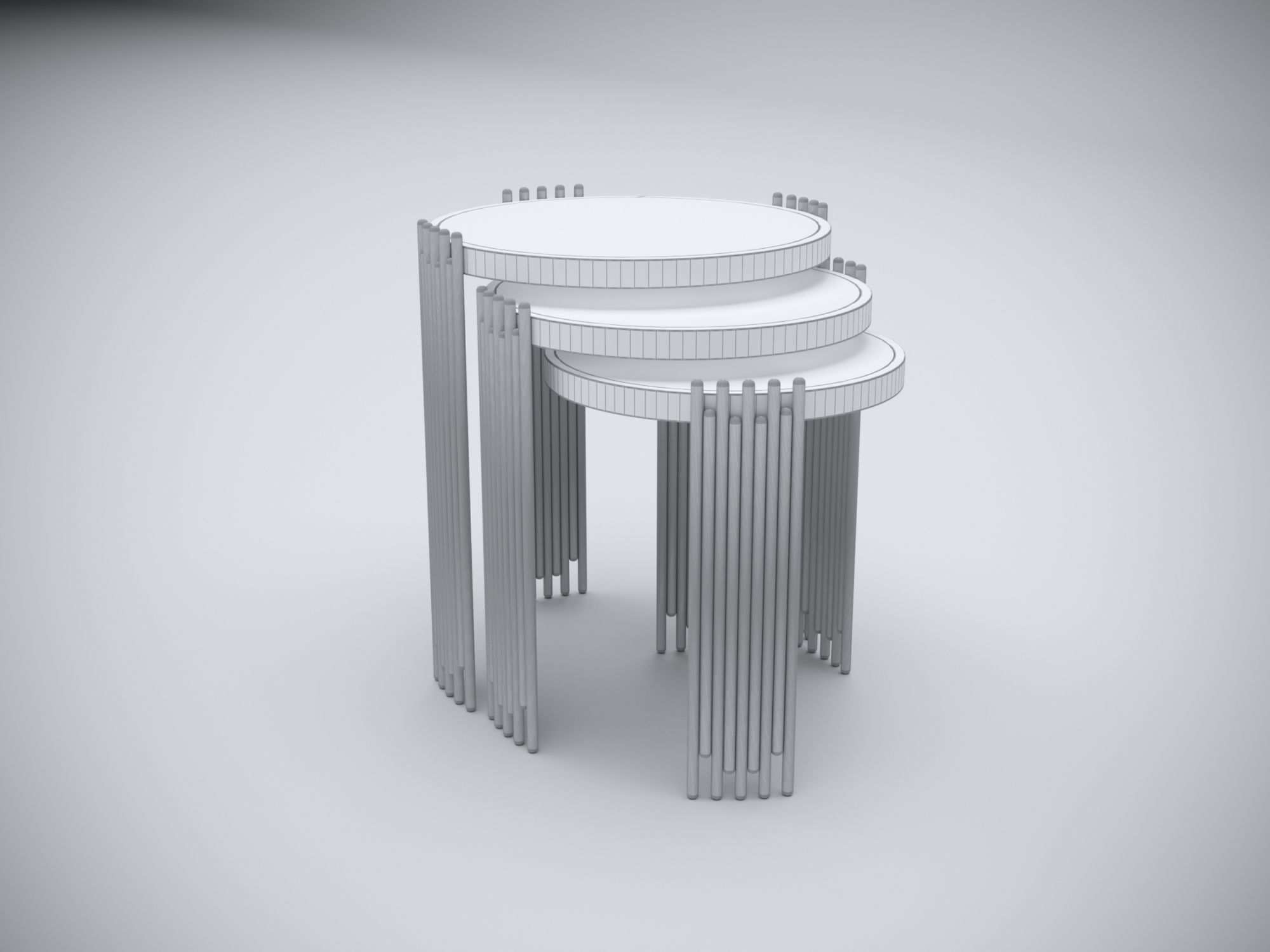 Collection 3D Brass and Glass Modern Coffee Table Set 3D model_25