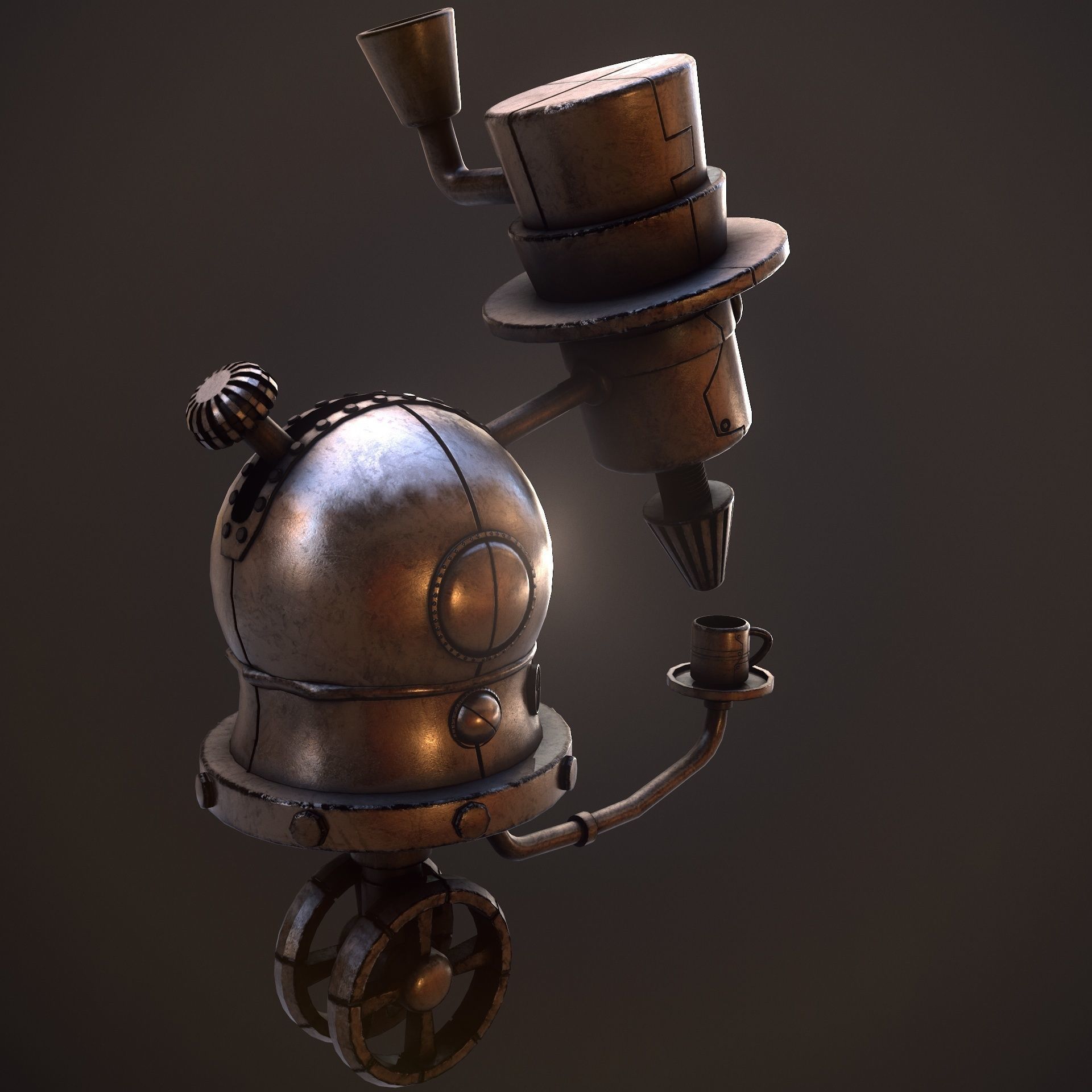 Steampunk Coffie Machine Low-poly 3D model_10