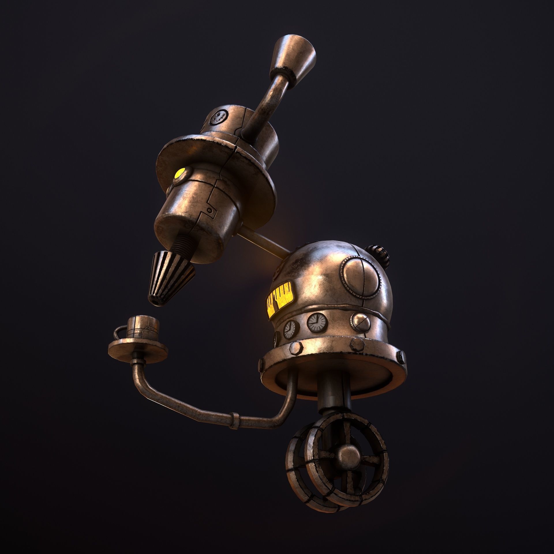 Steampunk Coffie Machine Low-poly 3D model_12