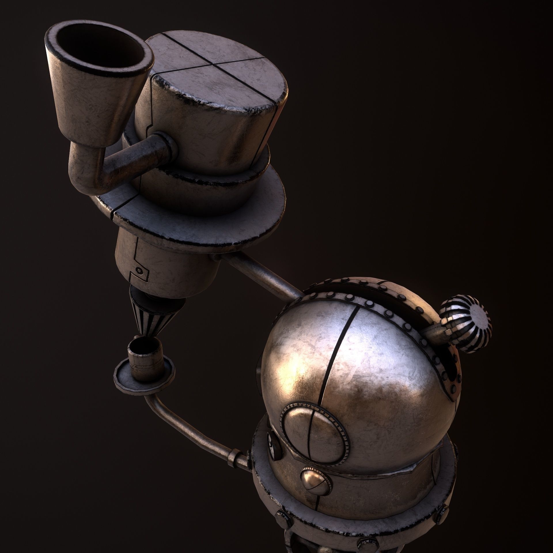Steampunk Coffie Machine Low-poly 3D model_9