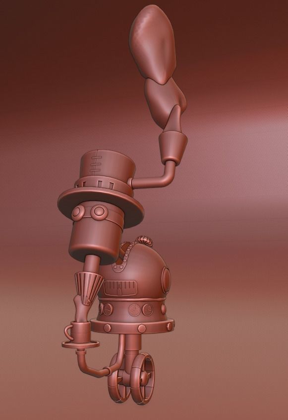 Steampunk Coffie Machine Low-poly 3D model_2