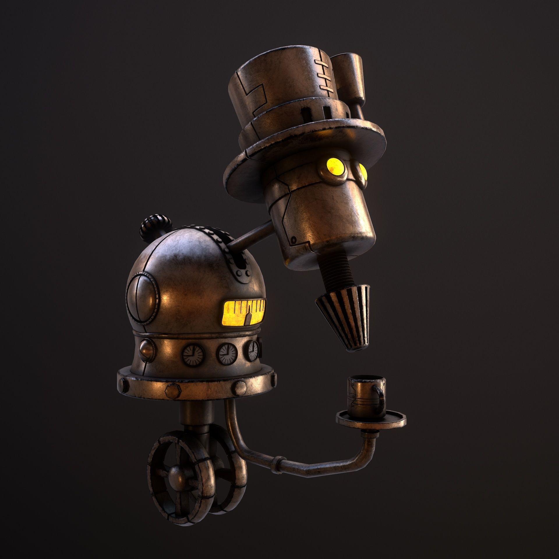 Steampunk Coffie Machine Low-poly 3D model_5
