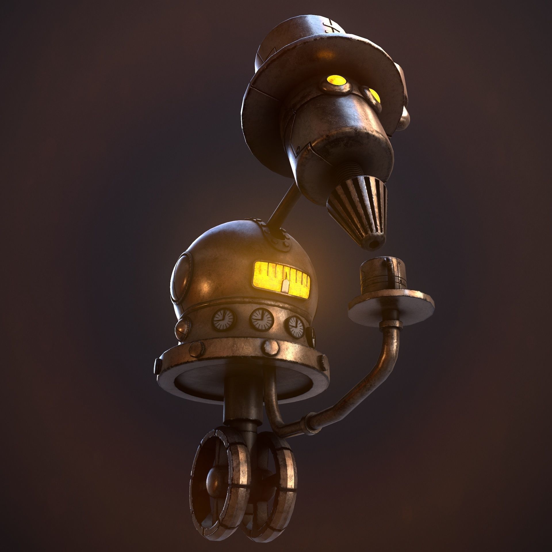 Steampunk Coffie Machine Low-poly 3D model_11