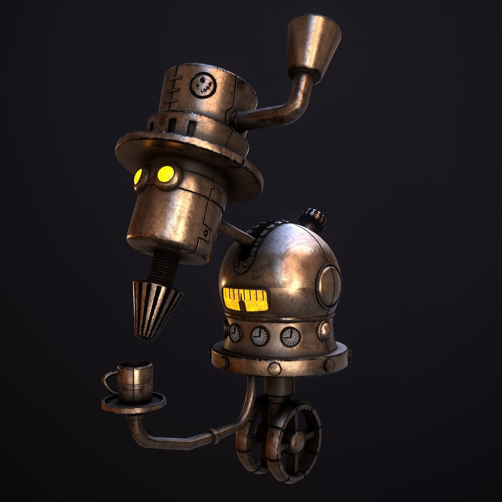 Steampunk Coffie Machine Low-poly 3D model_4