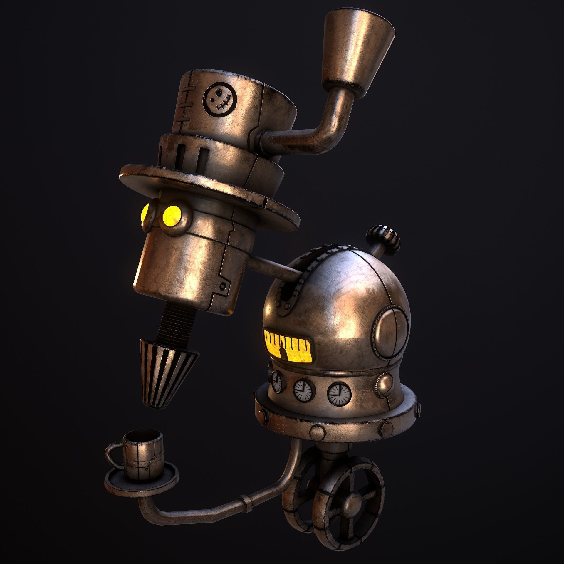 Steampunk Coffie Machine Low-poly 3D model_6