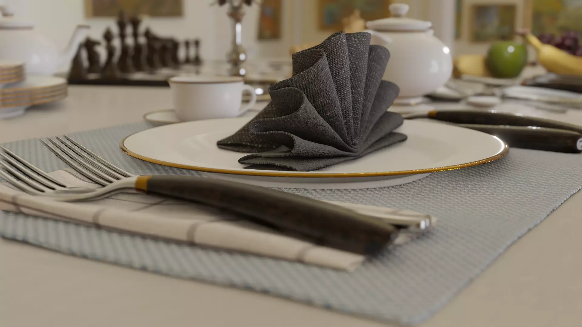 Fine Dining Set 3D model_0