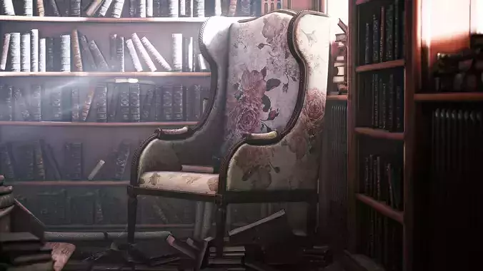 Old Library - Asset pack - Props Low-poly 3D model