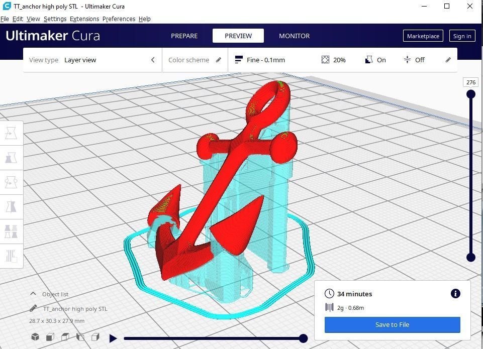 anchor pendant 3D print model_1