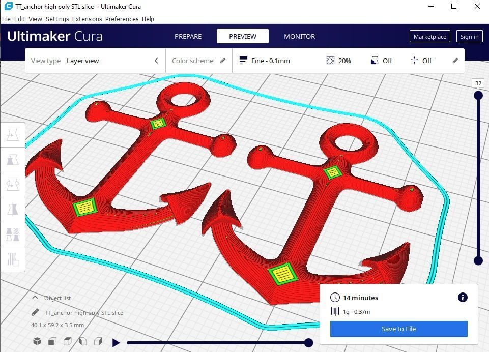 anchor pendant 3D print model_2