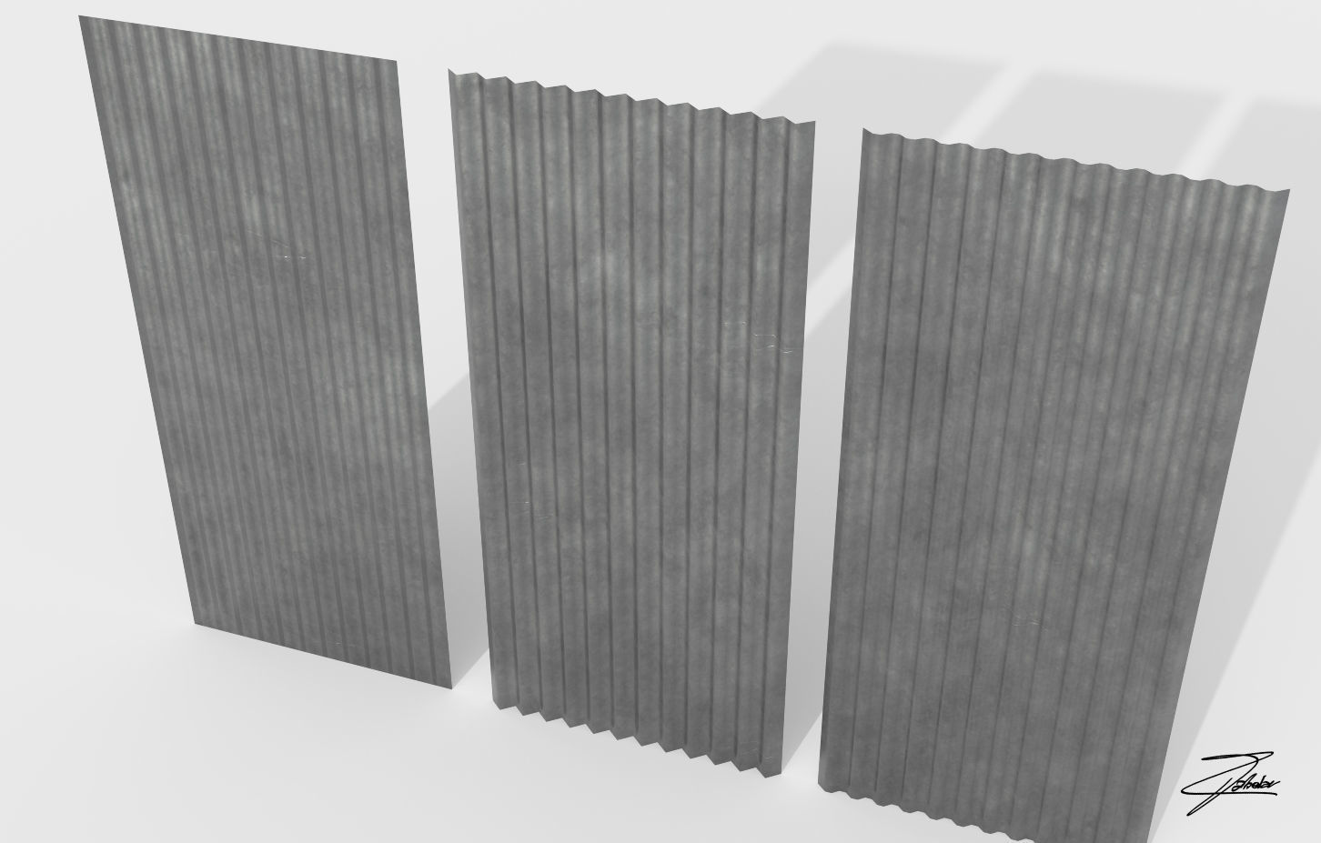 Corrugated galvanized sheets Low-poly 3D model_5