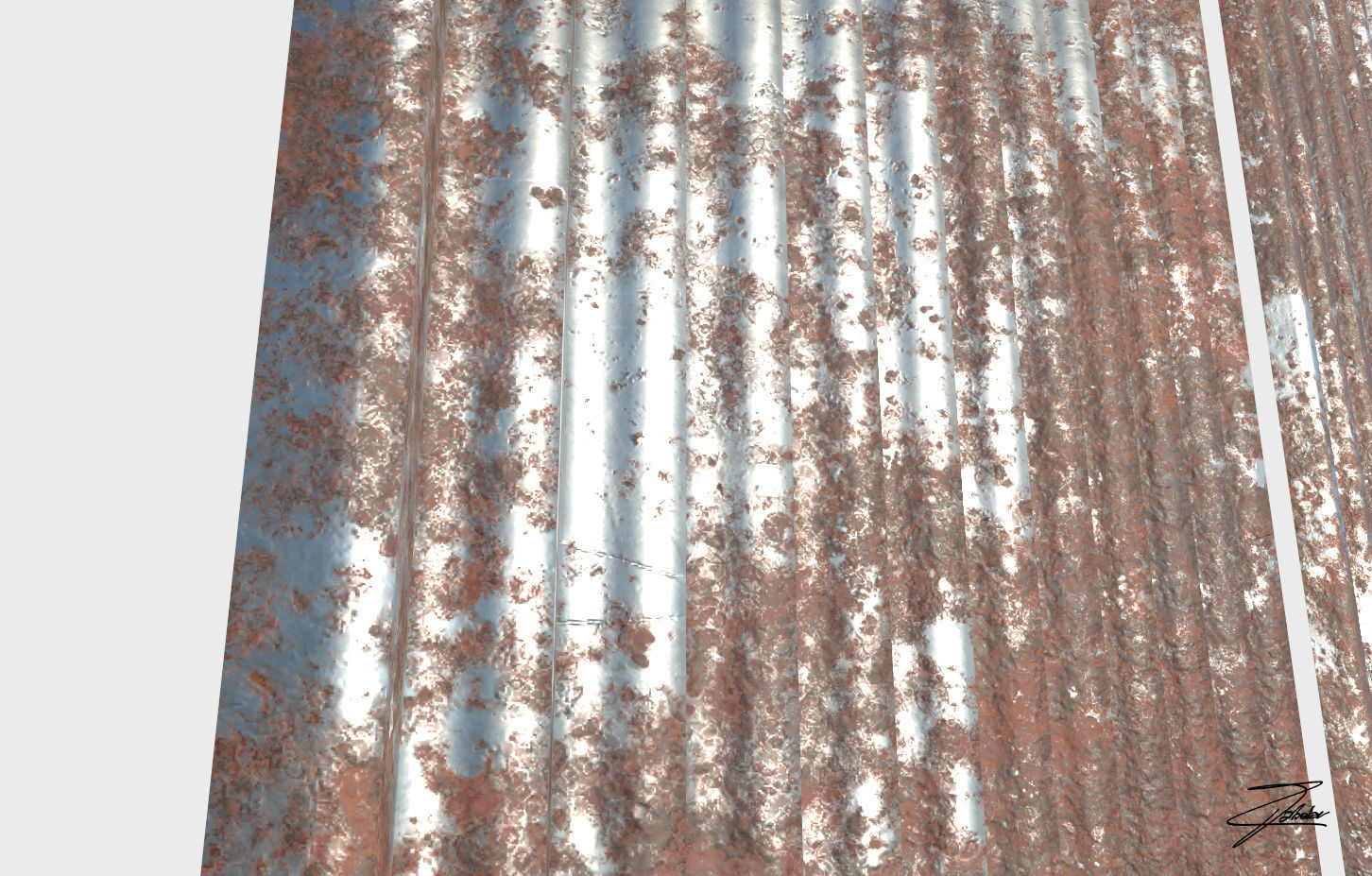 Corrugated galvanized sheets Low-poly 3D model_14