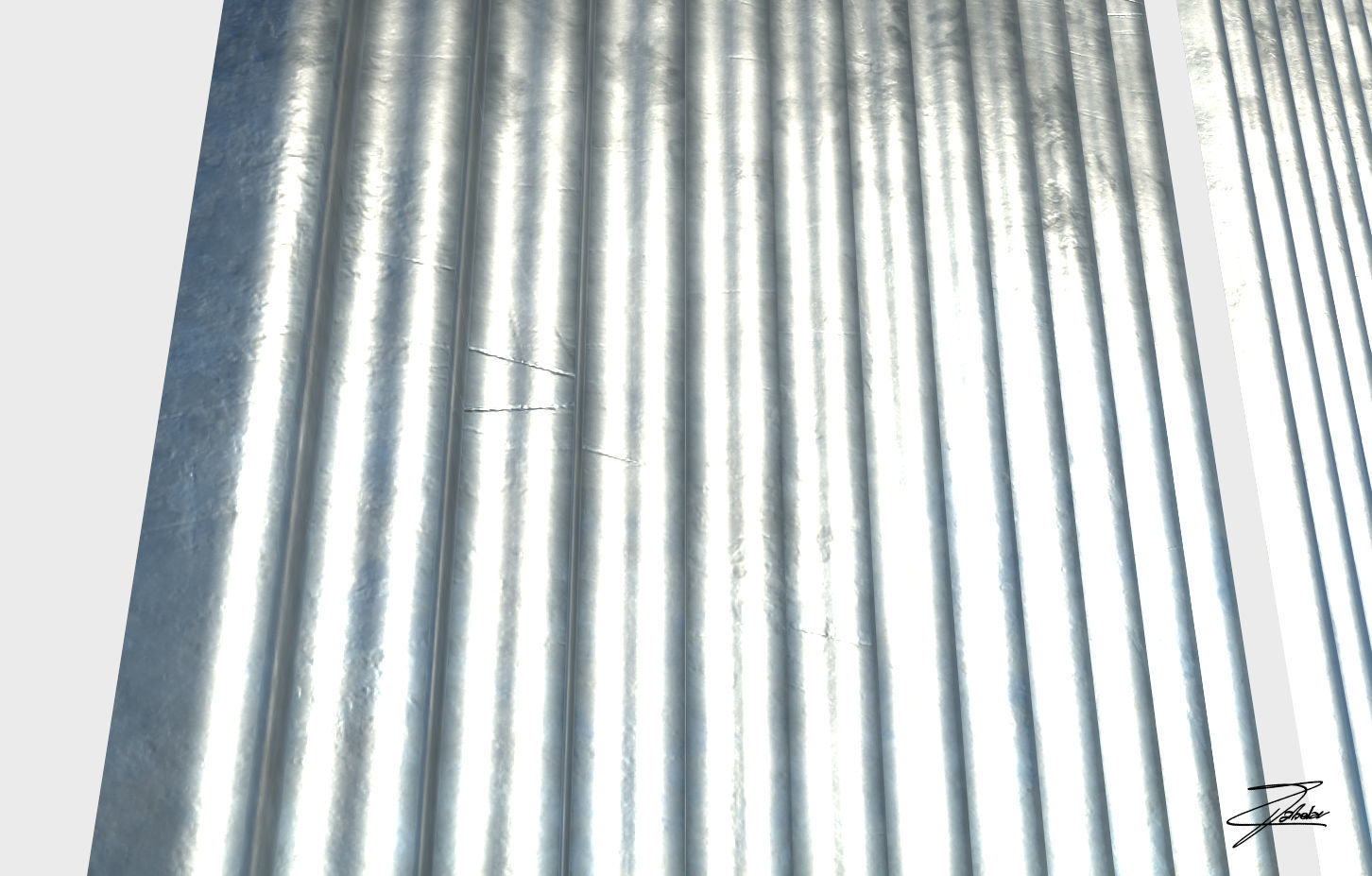Corrugated galvanized sheets Low-poly 3D model_13