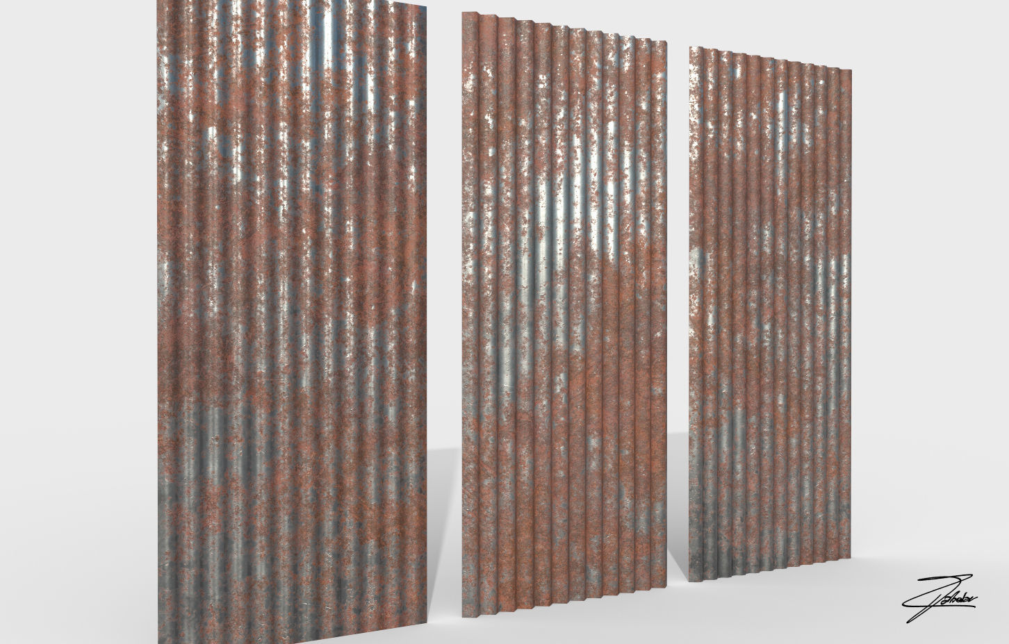 Corrugated galvanized sheets Low-poly 3D model_4