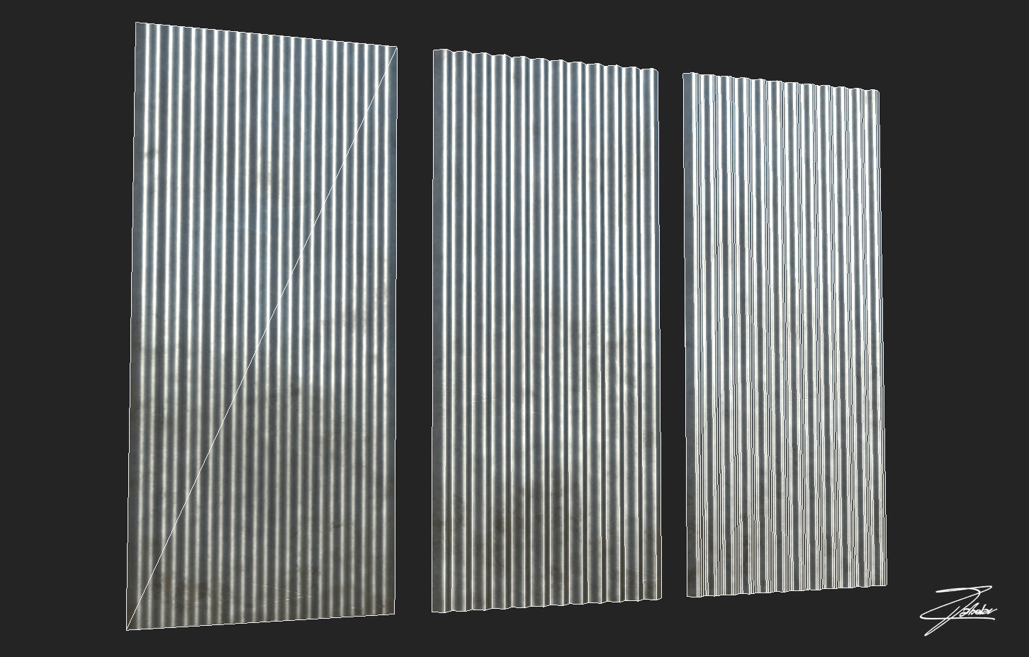 Corrugated galvanized sheets Low-poly 3D model_15