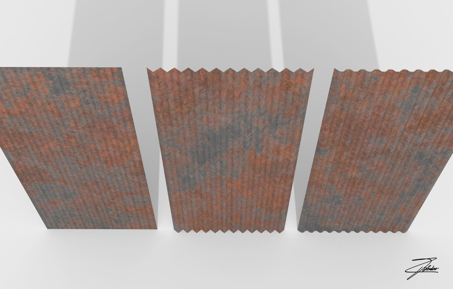 Corrugated galvanized sheets Low-poly 3D model_8
