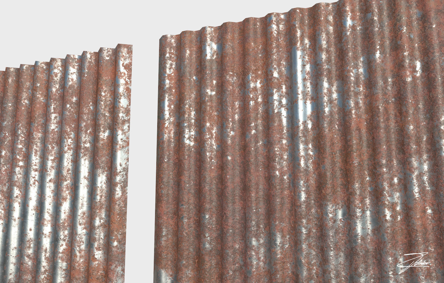Corrugated galvanized sheets Low-poly 3D model_10