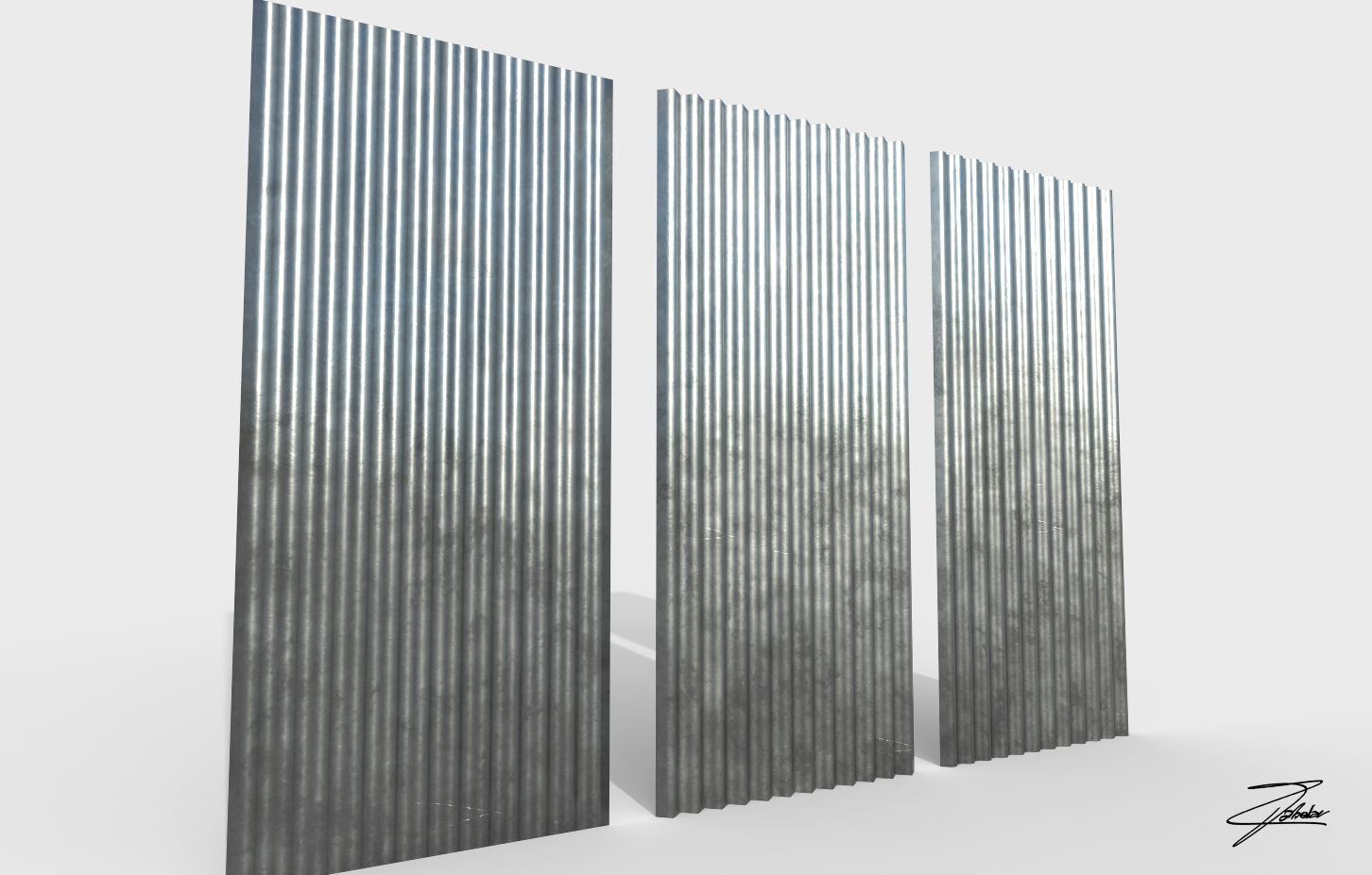 Corrugated galvanized sheets Low-poly 3D model_3