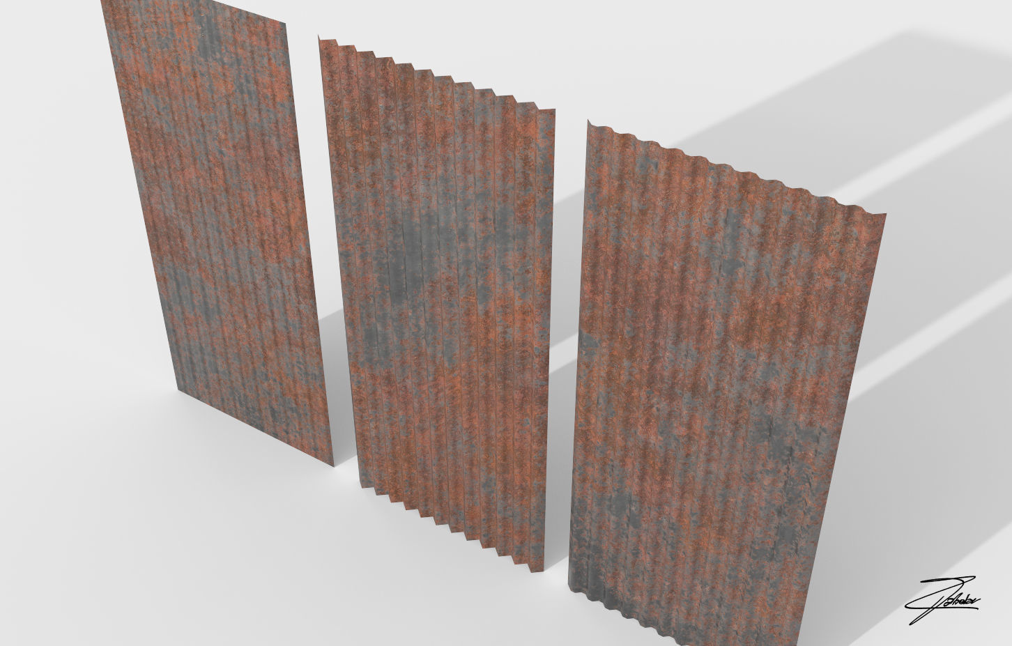 Corrugated galvanized sheets Low-poly 3D model_6