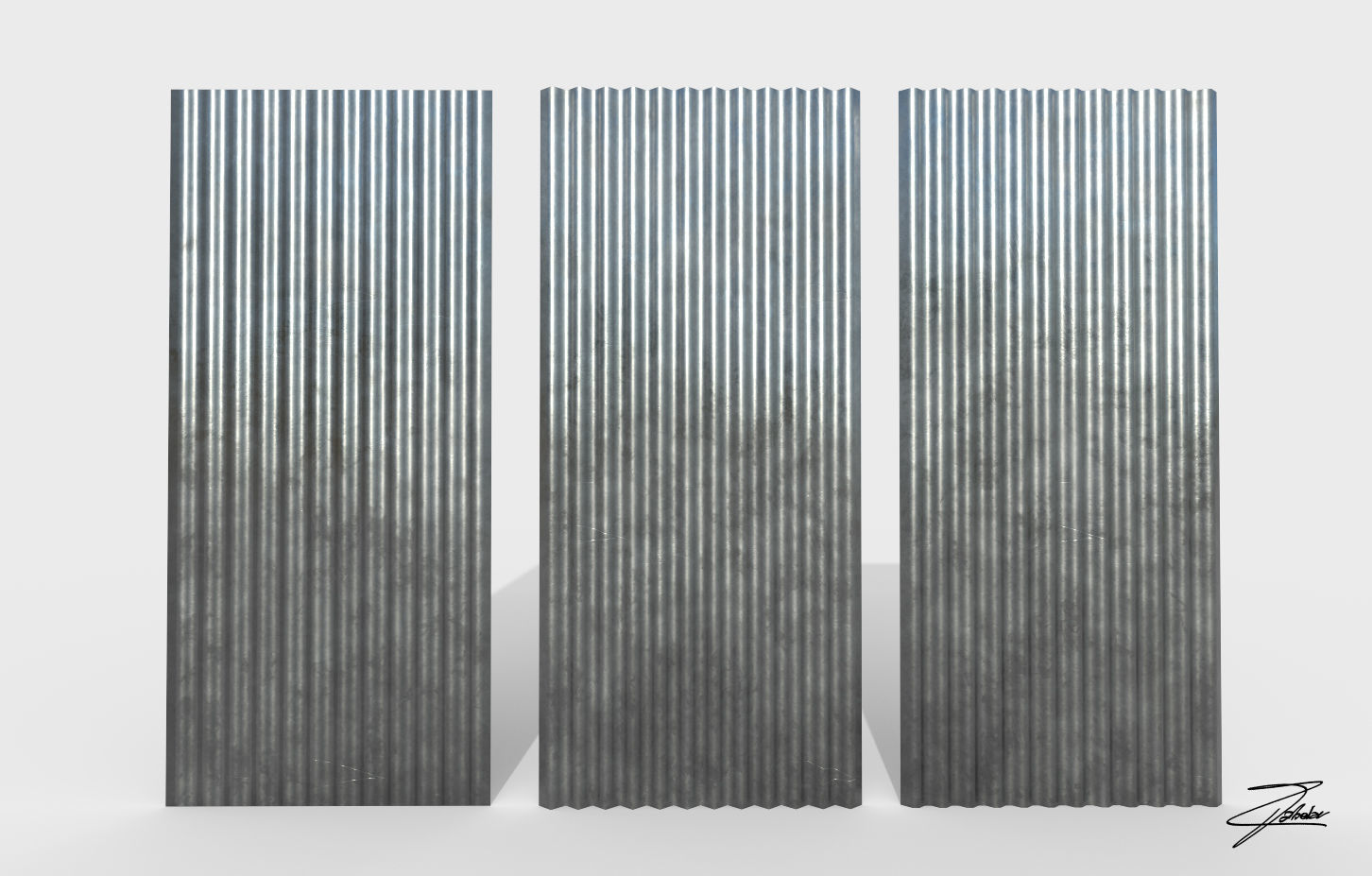 Corrugated galvanized sheets Low-poly 3D model_1
