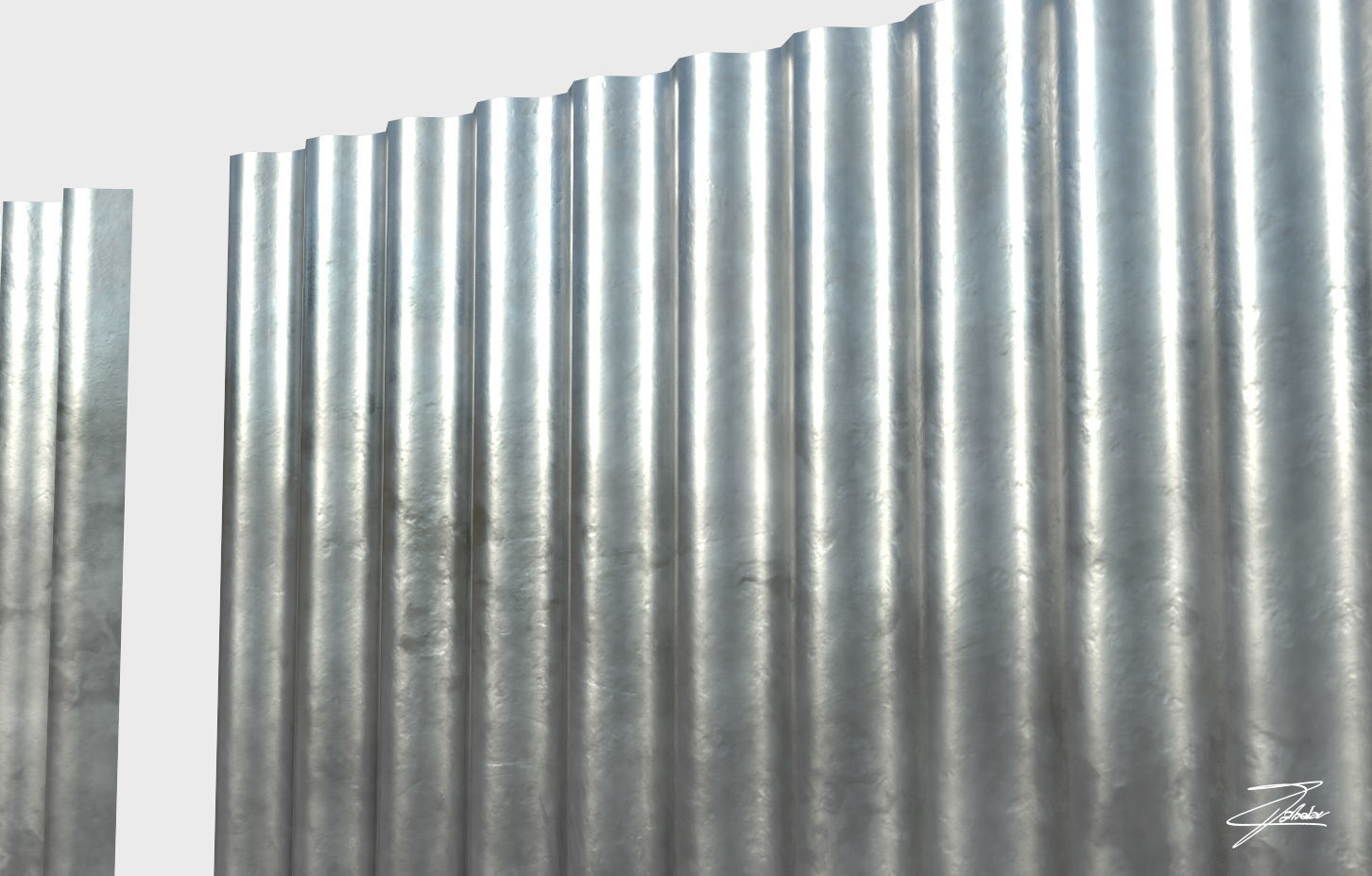 Corrugated galvanized sheets Low-poly 3D model_9