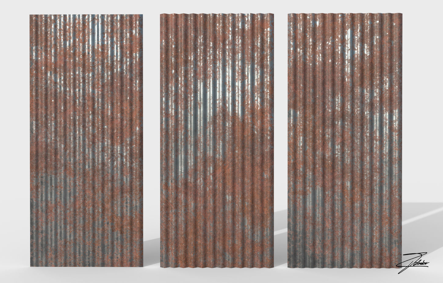 Corrugated galvanized sheets Low-poly 3D model_2