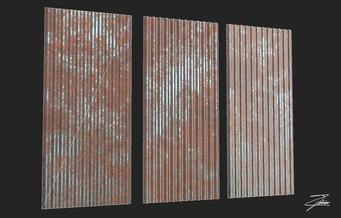 Corrugated galvanized sheets Low-poly 3D model_16