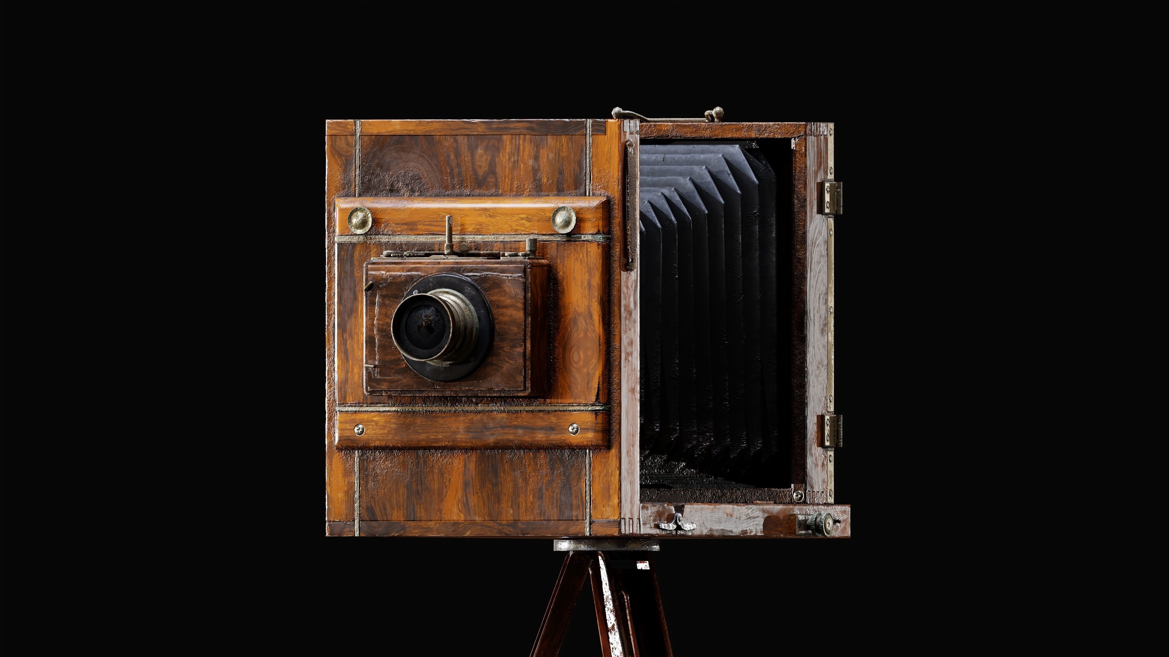 Vintage wet plate camera Low-poly 3D model_3