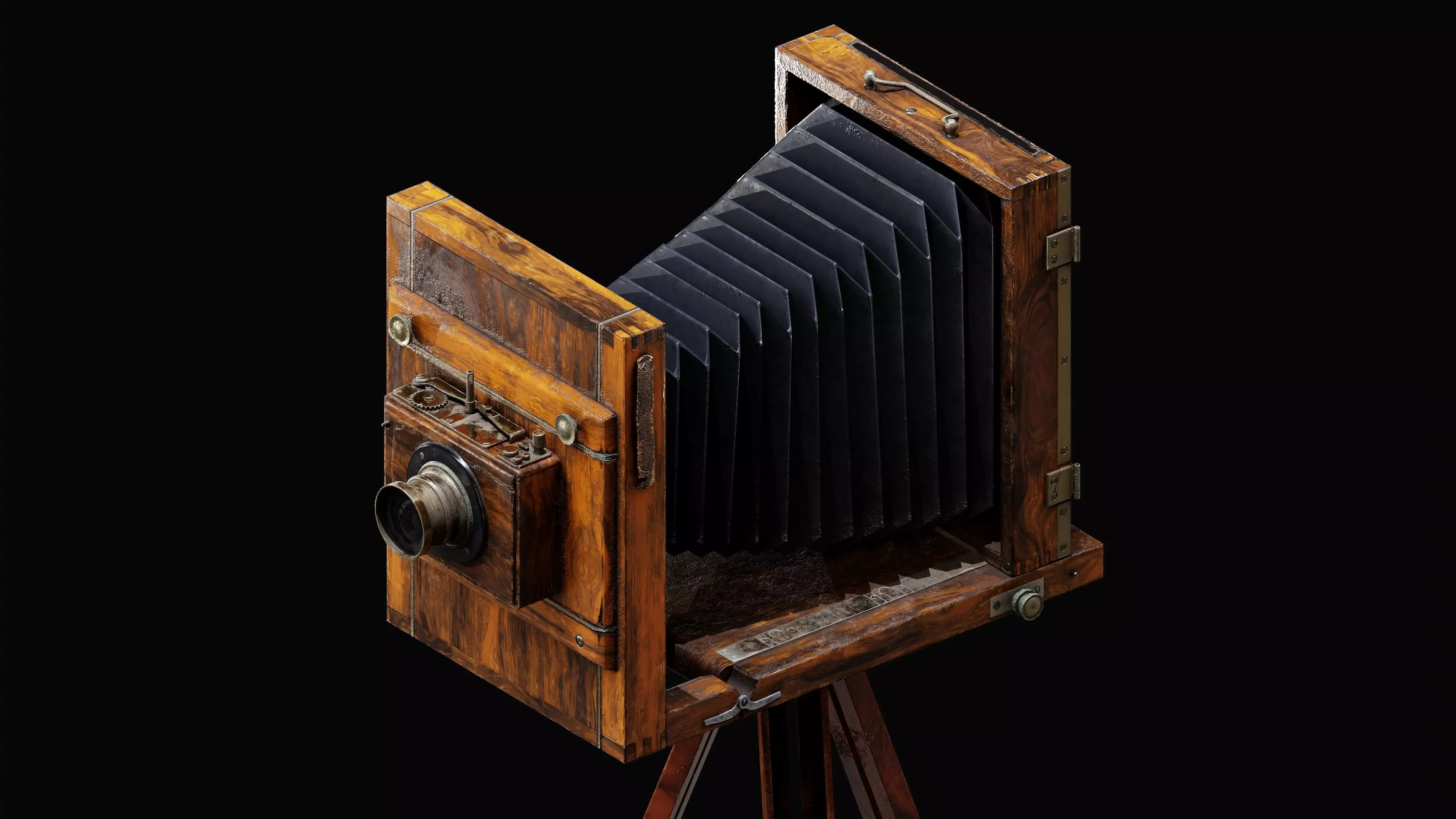Vintage wet plate camera Low-poly 3D model_0